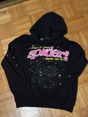 Black Sp5der Hoodie Pink V2